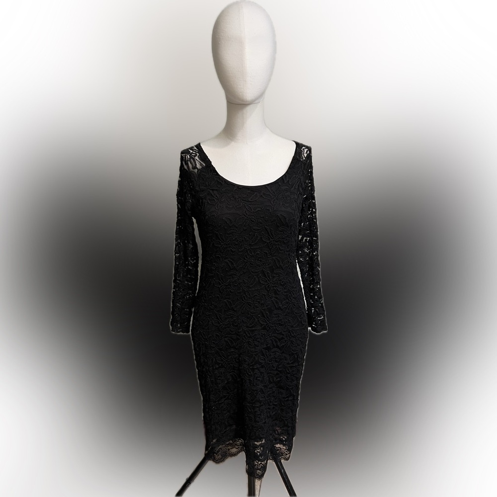 Guess Black Long Sleeve Lace Dress